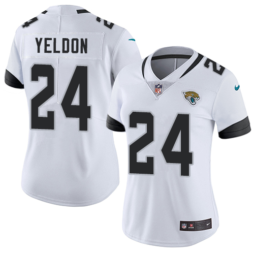 Nike Jaguars #24 T.J. Yeldon White Women's Stitched NFL Vapor Untouchable Limited Jersey - Click Image to Close